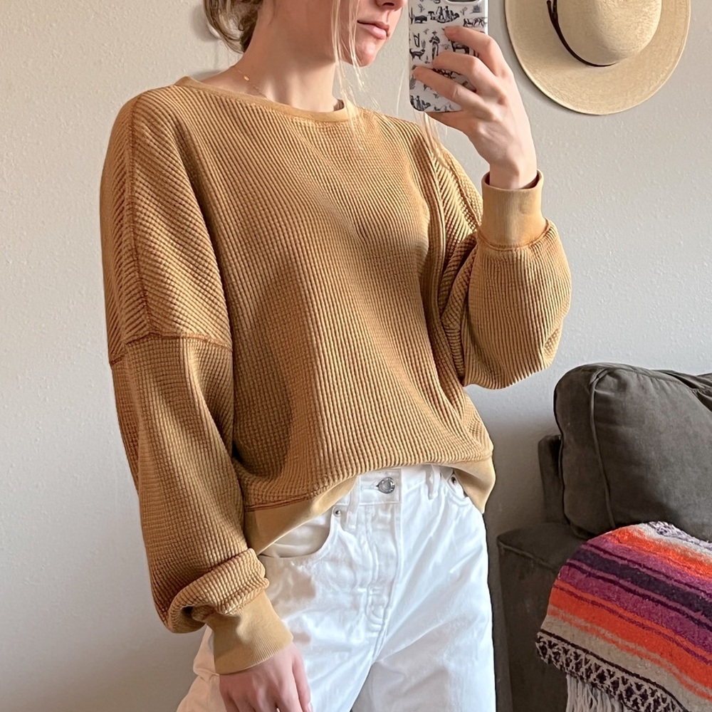 UO Waffle Crew Neck - Picture 5 of 6